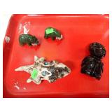 STONE CARVED FIGURES W/ BEARS, LIZARD