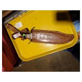 WESTERN BOWIE KNIFE W/ LEATHER SHEATH