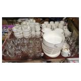 4 TRAYS GLASS & CHINA