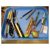 COLLECTION OF PENS W/ PARKER, SOME GOLD NIBS