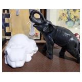CERAMIC CAT + ELEPHANT