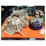 2 DOLL HEAD PINCUSHIONS