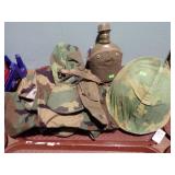 US VIETNAM ERA HELMET + PATCHES, PINS, BUTTONS
