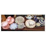 2 TRAYS ART GLASS & CHINA