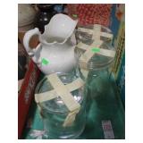 WARRENBANK GLASS CANISTERS + CERAMIC PITCHER