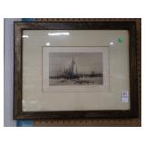 PLATT SIGNED SAILING SHIPS ETCHING 22x17