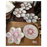 5 FANCY OYSTER PLATES W/ REED'S