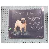 E BELANGER FOLK ART PUG SIGN 15x12