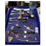 WRISTWATCHES, SPOONS, PINS