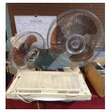 2 DESK FANS + WINDOW FAN