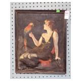 SIGNED O/C WOMAN W/ PARROT 13x18