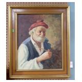 SIGNED O/C MAN W/ PIPE 21x25