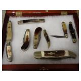SHADOWBOX DISPLAY OF POCKET KNIVES