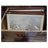 BOX OF CURRIER & IVES LITHOS 17x12