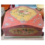 FLORAL PAINTED CURIO BOX - AS FOUND 15x8