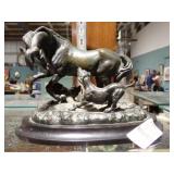 CAST HORSE & DOG STATUE 6'