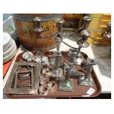 PLATED CANDLESTICKS, NAPKIN RINGS, MORE