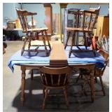 HALE DINING TABLE W/ 2 LEAVES, 4 CHAIRS