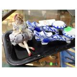LILAC TIME FIGURINE + 2 CERAMIC DRAGONS