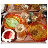 COLORED GLASS WITH CANDLESTICKS