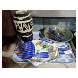 FISH PLATTER, VASE, BOWL