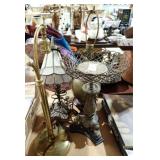 3 DESK LAMPS + BRASS STAND