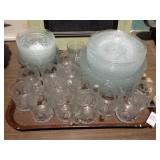 TRAY OF CUT GLASS