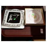 DECORATIVE PLATES + MARINE CORPS ASHTRAY