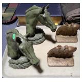 2 PAIR HORSES BOOKENDS