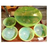 GREEN VASELINE URANIUM GLASS BOWLS