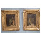 2 GILT FRAMED FRENCH O/Bs 18x21