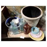 CROCK, VINTAGE BOTTLES, MORE