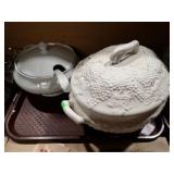 2 WHITE CERAMIC SOUP TUREENS