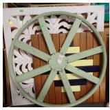 3 WOOD ART W/ WAGON WHEEL
