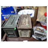 2 AMMO BOXES, ARTILLERY SHELL, PEWTER, MORE