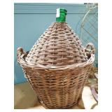 LG GREEN GLASS JUG W/ WOVEN COVER