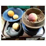 STONE FRUIT, POTTERY BOWLS