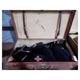 EARLY TRUNK W/ MILITARY HATS & BELTS