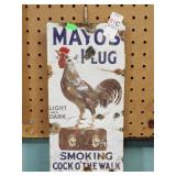 MAYOS PLUG METAL AD SIGN 7x13