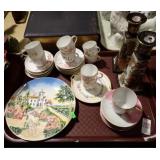 CHINA W/ CANDLESTICKS, WALL PLATE, MORE