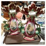 2 PARISIAN PORCELAIN BRIDAL VASES
