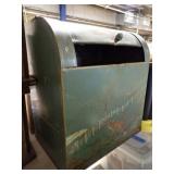 GREEN PAINTED TIN COAL SCUTTLE