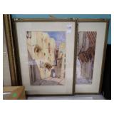 2 SIGNED W/C CITY SCENES 16x22