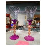 2 VENETIAN GLASS DECORATIVE GOBLETS