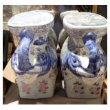 2 CERAMIC ELEPHANT GARDEN SEATS