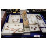BOXED JEWELRY W/ EARRINGS + SHOE RING DISPLAY