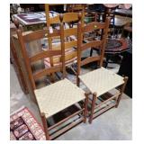 2 WOVEN SEAT LADDER BACK  CHAIRS