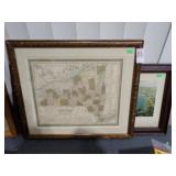 NEW YORK MAP + NIAGARA FALLS LITHO
