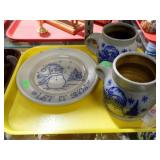 3 PCS SALMON FALLS SNOWMAN POTTERY