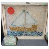 SEA GLASS ART WINDOW 28x24 + DESK BOX